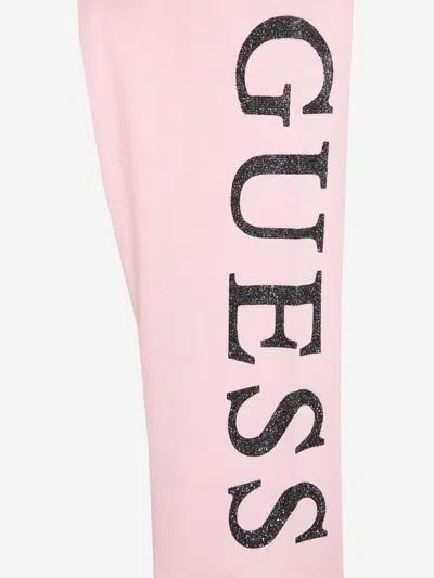 Guess Girls Logo Leggings In Pink