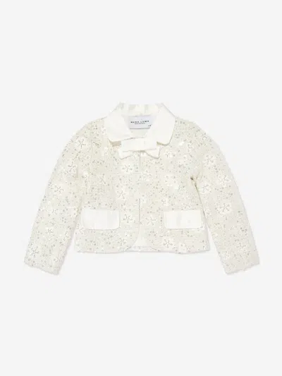 Mama Luma Girls Sequin Embroidered Jacket In White