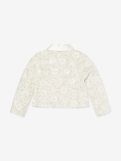 Mama Luma Girls Sequin Embroidered Jacket In White