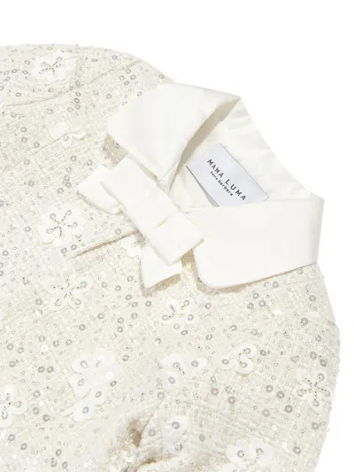 Mama Luma Girls Sequin Embroidered Jacket In White