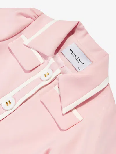 Mama Luma Girls Contrast Stitch Crop Bolero In Pink