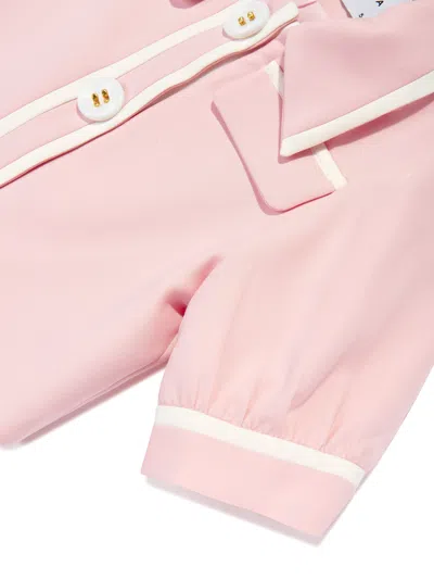 Mama Luma Girls Contrast Stitch Crop Bolero In Pink