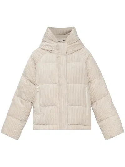 Golden Goose Ivory Polyester Down Jacket In Papyrus