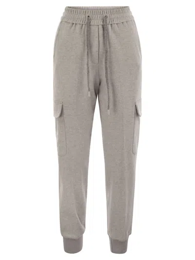 Shop Peserico Cotton And Virgin Wool Trousers In Light Grey