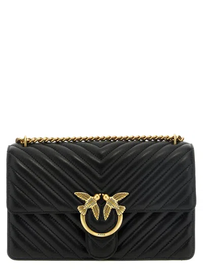 Pinko Love One Mini Matelassé Leather Shoulder Bag In Black