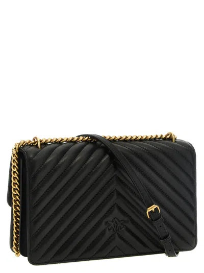 Pinko Love One Mini Matelassé Leather Shoulder Bag In Black