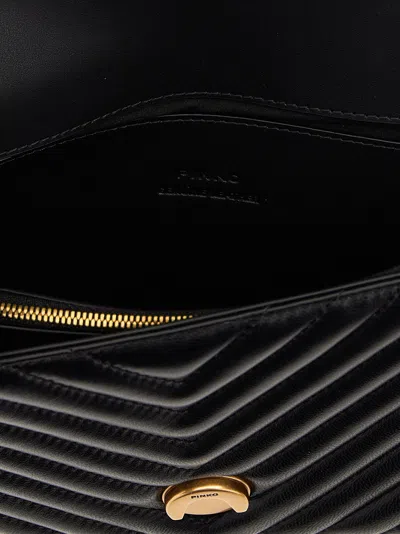 Pinko Love One Mini Matelassé Leather Shoulder Bag In Black