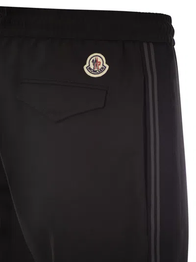 Moncler Wool Blend Gabardine Pants In Black