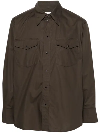 Shop Lemaire Western Shirt With Snaps In Brown