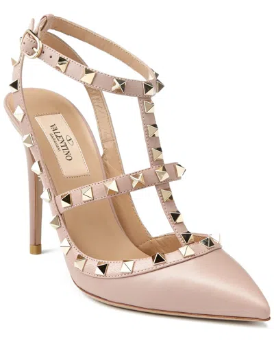 Valentino Garavani Rockstud Ankle Strap Pump In Beige