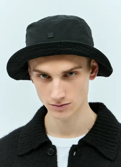 Shop Acne Studios Men Micro Face Patch Bucket Hat In Black