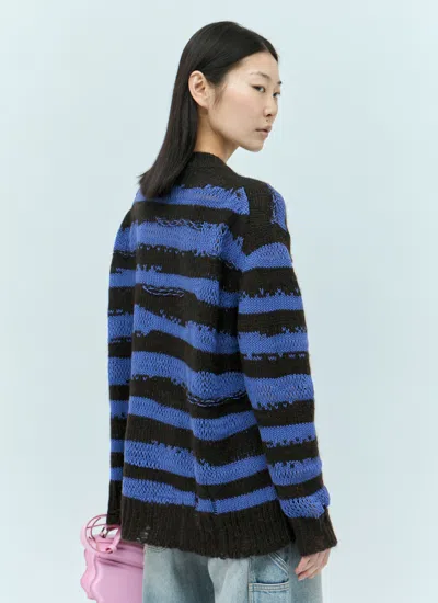 Acne Studios Distressed Stipe Sweater In Purple