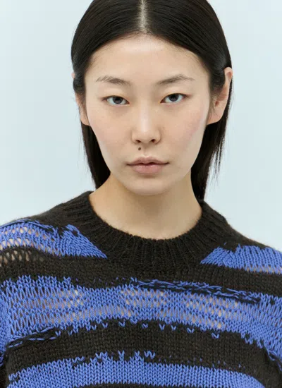 Acne Studios Distressed Stipe Sweater In Purple