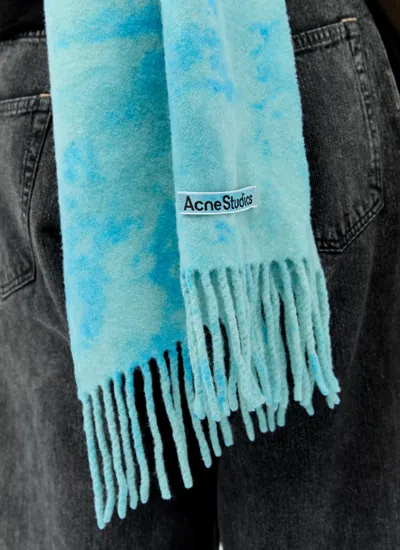 Acne Studios Women Narrow Tie-dye Wool Scarf In Blue