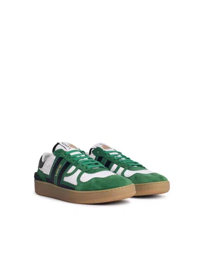 Shop Lanvin 'clay' Green Leather Blend Sneakers Men