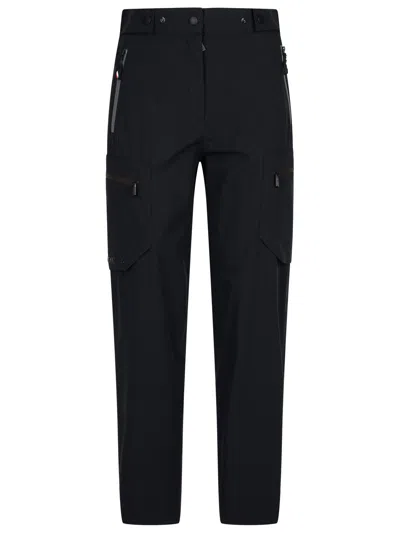 Moncler Grenoble Black Cargo Pants With Adjustable Waist In Stretch Fabric Woman In Black