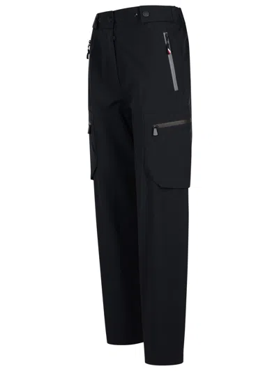 Moncler Grenoble Black Cargo Pants With Adjustable Waist In Stretch Fabric Woman In Black