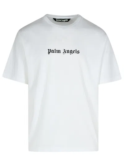 Palm Angels White Short-sleeved T-shirt With Monogram Pa Embroidery In White