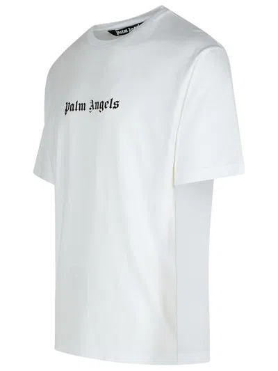 Palm Angels White Short-sleeved T-shirt With Monogram Pa Embroidery In White
