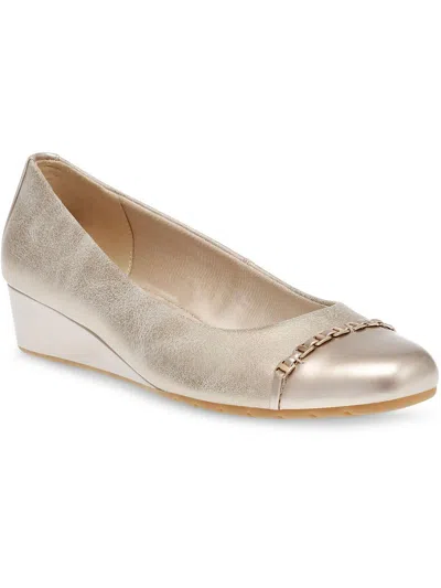 ANNE KLEIN MAYSEL WOMENS LEATHER SLIP ON BALLET FLATS 