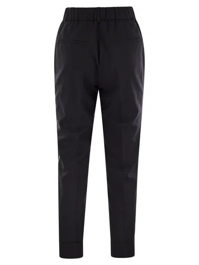 Peserico Women Virgin Wool Blend Trousers With Jewellery In Blue