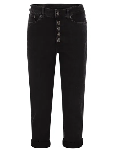 Dondup Koons Loose-fitting Velvet Trousers In Black