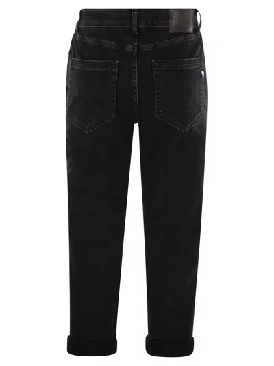 Dondup Koons Loose-fitting Velvet Trousers In Black