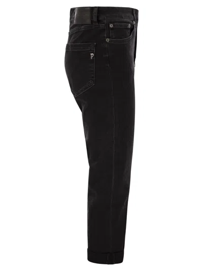 Dondup Koons Loose-fitting Velvet Trousers In Black
