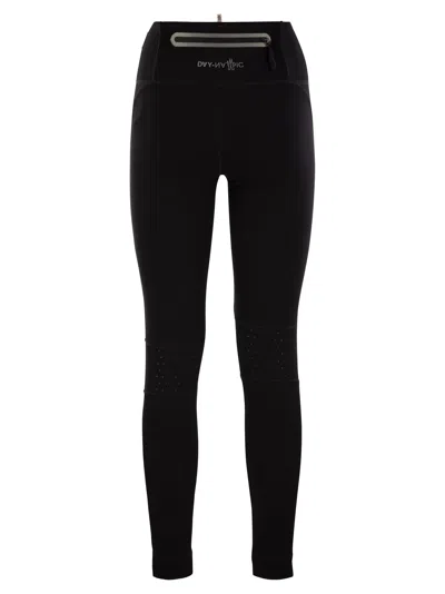 Moncler Brand-embossed Slim-fit High-rise Stretch-woven Leggings In Black