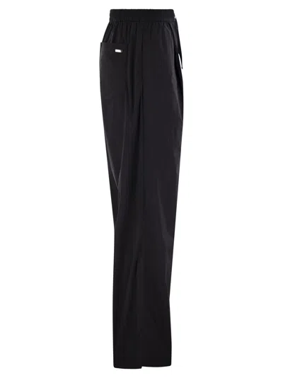 Herno Blue Pants With Elastic Drawstring Waist In Tech Fabric Woman In Black
