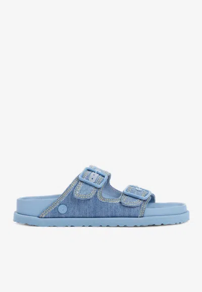 Shop Birkenstock 1744 Denim Arizona Sandals In Blue