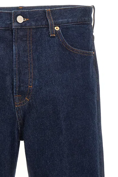 Gucci Mens Dark Blue Brand-embossed Mid-rise Straight-leg Jeans In Blue