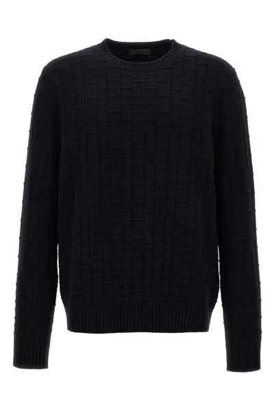 Prada Navy Blue Wool Blend Sweater In Blue