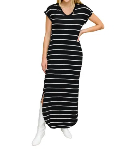 Rae Mode Striped Maxi Dress In Black In Black