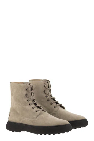 Tod's Urban Elegance Suede Ankle Boots With Chunky Sole, 4.5 Cm In Beige