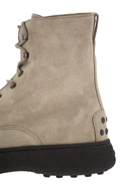 Tod's Urban Elegance Suede Ankle Boots With Chunky Sole, 4.5 Cm In Beige