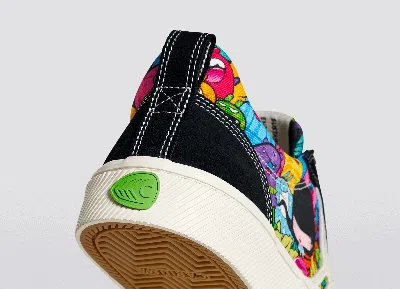 Cariuma Catiba Pro Low Black Suede Toz Canvas Sneaker Men In Catiba Pro Black/toz Print