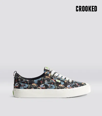 Cariuma Crooked Oca Low Black Graphic Print Canvas Sneaker Women In Crooked Black Graphic Print