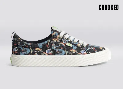 Cariuma Crooked Oca Low Black Graphic Print Canvas Sneaker Women In Crooked Black Graphic Print