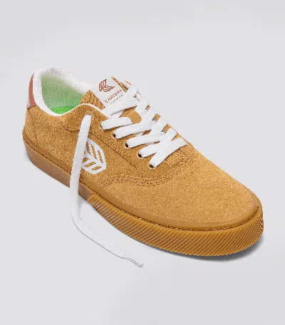 Shop Cariuma Naioca Gum Lemon Curry Suede Ivory Logo Burnt Orange Sneaker Men In Gum Lemon Curry/ivory