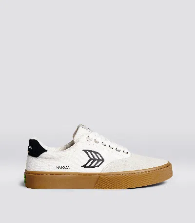 Cariuma Naioca Pro Gum Vintage White Suede Off-white Canvas Black Logo Sneaker Men In Off-white Vintage/black