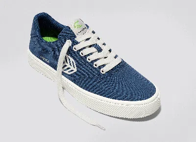 Shop Cariuma Naioca Shadow Blue Canvas Ivory Logo Sneaker Men In Shadow Blue/ivory