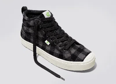 Cariuma Oca High Black Plaid Sneaker Men In Black Plaid