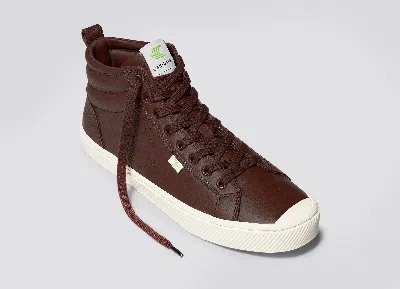 Shop Cariuma Oca High Brown Premium Leather Sneaker Men