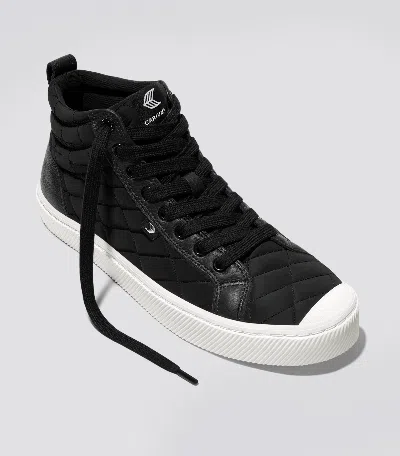 Cariuma Oca High Quilt Black Premium Leather Sneaker Women In Quilt Black