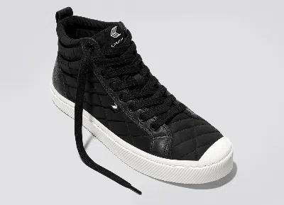 Cariuma Oca High Quilt Black Premium Leather Sneaker Women In Quilt Black