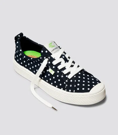 Cariuma Oca Low Black Canvas White Polka Dots Sneaker Men In Black Polka Dots