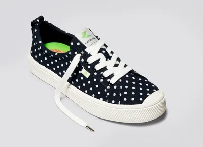 Cariuma Oca Low Black Canvas White Polka Dots Sneaker Men In Black Polka Dots
