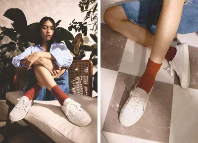 Cariuma Oca Low Dark Denim Premium Leather Sneaker Women In Dark Denim
