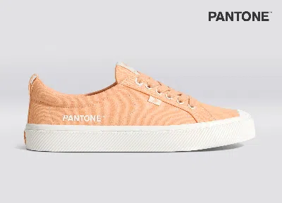 Cariuma Oca Low Pantone Peach Fuzz Canvas Contrast Thread Sneaker Men In Pantone Peach Fuzz